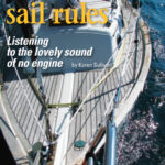 Sockdolager, a dana 24, finds enough wind to sail on a reach while her sailors practice valuable skills.