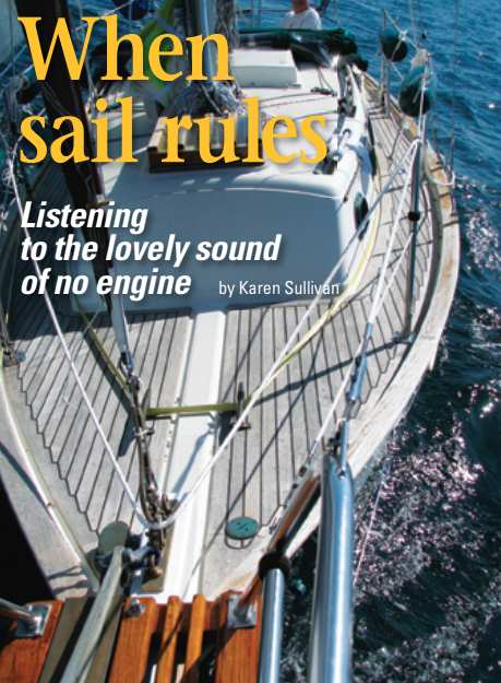 Sockdolager, a dana 24, finds enough wind to sail on a reach while her sailors practice valuable skills.