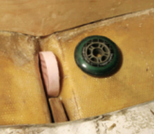 The foam blank used as a form to construct the wheel well was slightly larger in all dimensions than the wheel to be fitted.