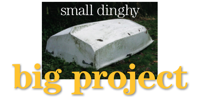 A thorough coating of algae and grime attests to the sedentary life this dinghy had led.