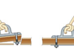 Inadequate backing under highly loaded hardware can lead to failure of the deck laminate, at left. Substantial backing plates prevent this by distributing the loads, at right.