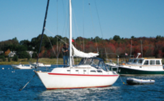 Red Tail, an Islander 36, takes stock of her new quarters.