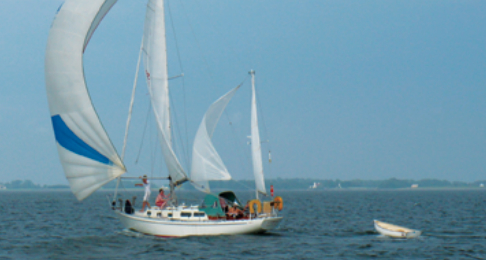 “The lady fully dressed in her best attire,”as her former owner, Ben Weems, would say, Arcturus sails downwind on the Chesapeake, making nearly 6 knots in as much breeze.