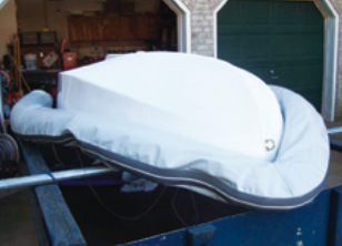 A dry fit of the partially inflated Walker Bay collar showed Frank where he would need to make adjustments.