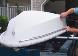 To accommodate the fuller bow of the Dyer knockoff, Frank had to bend the aluminum mounting tracks.
