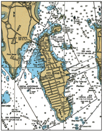 Chart showing several designated special anchorages.
