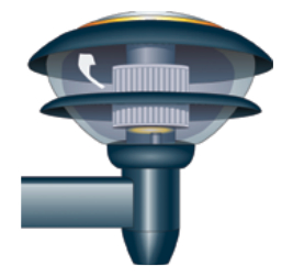 Self-contained solar-powered anchor light. This type of anchor light has a solar panel on top that charges a small internal battery, which then supplies the LEDs when the integral photocell turns the anchor light on from dusk to dawn.