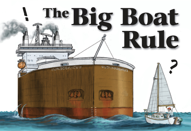 Illustration of two boats of different sizes meeting
