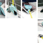 The broom that morphs into a mop and more is shown here in its many highly useful disguises: from left, absorbent tool, crevice cleaner, window washer, broom, mop, brush.