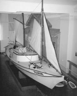 Capt. John Voss’ famous dugout canoe, Tilikum, now more than 150 years old, is still in a fine state of preservation at the Maritime Museum of British Columbia in Victoria on Vancouver Island.