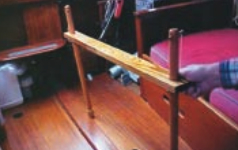 The H-frame, at right, in place without the canvas secured to it.