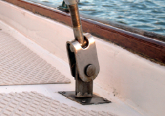 Flush with the deck, a chainplate invites leaks.