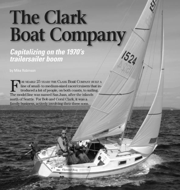 Designed in 1969 by Don Clark and introduced at the 1970 Seattle Boat Show, the San Juan 21 was one of the early trailer sailers that quickly grew in popularity, owing to its mobility and the low cost of ownership.