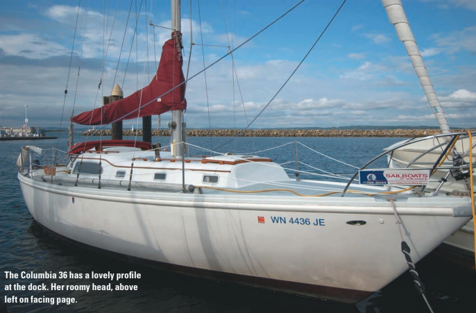 The Columbia 36 has a lovely profile at the dock.