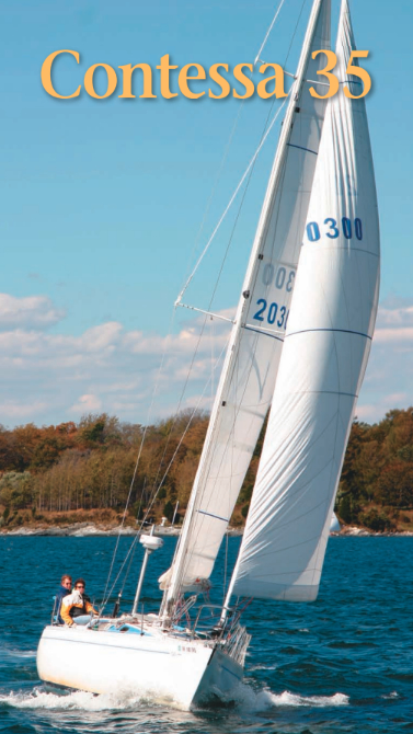 The 1970s-era Contessa 35 was designed by Doug Peterson to the IOR and goes upwind like a freight train.
