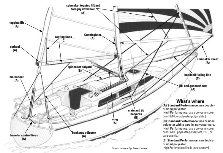 Diagram of different types of ropes in use