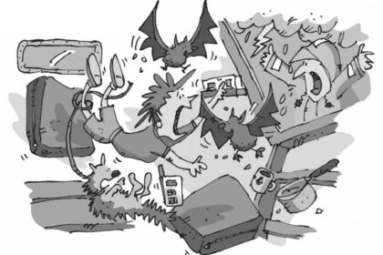 Illustration of chaos bellow decks