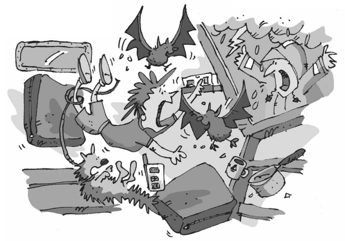 Illustration of chaos bellow decks