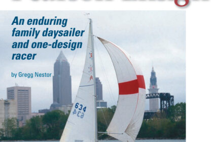 The Pearson Ensign has a faithful following. Bob Anschuetz sails Vulcan, 1964 Ensign #634, near Cleveland, Ohio, with crewmembers Michael Fieseler, Tomasc Kowaczyk and (not pictured) Pat Metzer.