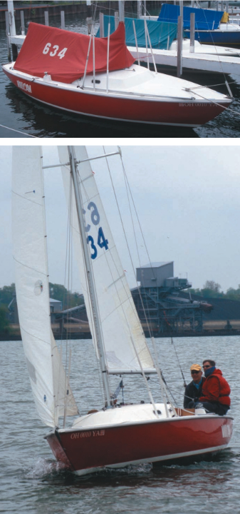 Because the cockpit is not self-bailing, a boom tent, at right, is useful between outings. This well-mannered 22-foot 6-inch daysailer is a popular club racer in many parts of the country.
