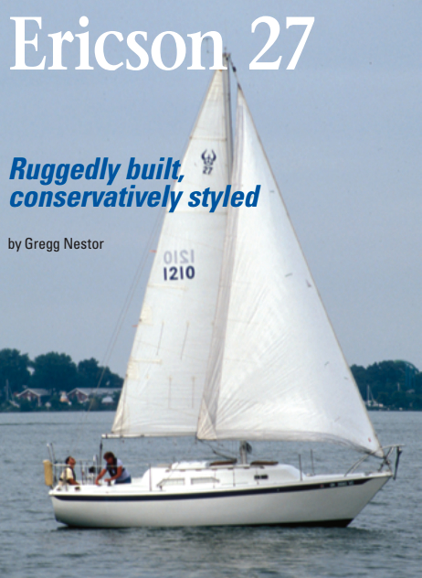 Designed by Bruce King and introduced in 1971, the Ericson 27 still looks good today. Anemos, shown here, is a 1978 model owned by Jim and Teresa Schwiefert of Sandusky, Ohio.