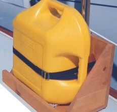 Gregg’s four-sided fuel-can caddy will prevent his fuel can from getting away. The fuel container itself (in theory) will prevent Gregg from running out of fuel while on vacation.