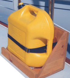 Gregg’s four-sided fuel-can caddy will prevent his fuel can from getting away. The fuel container itself (in theory) will prevent Gregg from running out of fuel while on vacation.