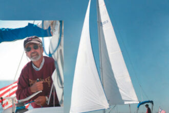 Warren Milberg, inset, and CrewZen, his Hunter 28.5, are regular features on the Chesapeake Bay.