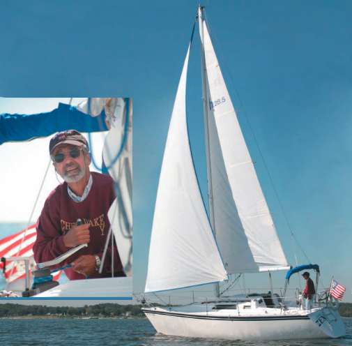 Warren Milberg, inset, and CrewZen, his Hunter 28.5, are regular features on the Chesapeake Bay.