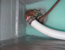 The rest of the plumbing was hooked up after the Stratocell installation was completed.