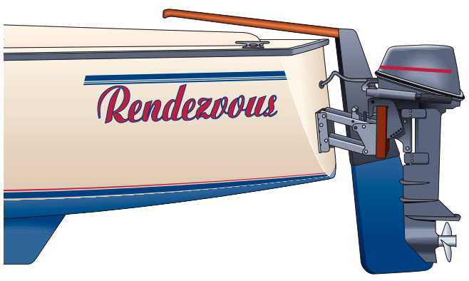 Small sailboats often use outboard motors for auxiliary power: The motor may be mounted on the transom, on a bracket bolted to the stern, or on a vertical sliding mount.