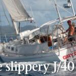 Jeff Williams at the helm of Gryphon, his 1986 J/40.