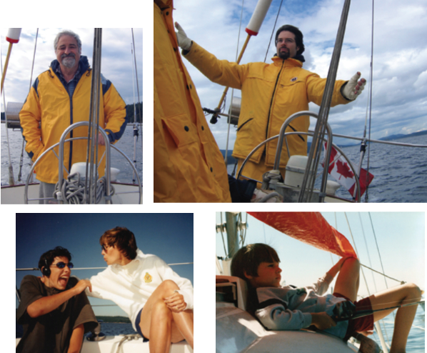 Henry Boudin, looking fatherly and nautical, at left, and Jonathan looking epic, on facing page at right. Mary Anne and Josh, below left, and a much younger Jonathan, below on facing page.