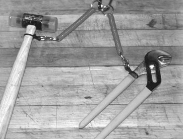 In spite of test after test patiently conducted by sailors to see whether tools float, the unanimous result has been the same: tools don’t float. Fastening Solutions created a coiled lanyard such as the keychains available at hardware stores; it has a small carabiner and swivel snap hooks with which to attach the tool. For $9.99, the product offers a 4-foot stretch. Or you can use hardware store parts to assemble your own tether.