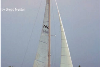 Bob Johnson’s Newport 30, Valkyrie, heads out to sea.