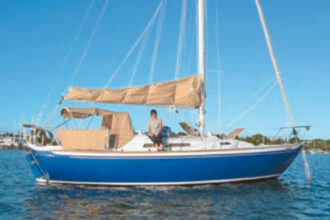 Jeff Fletcher’s Nicholson 31 rests at anchor following the completion of her interior refit by James and Mei Baldwin.