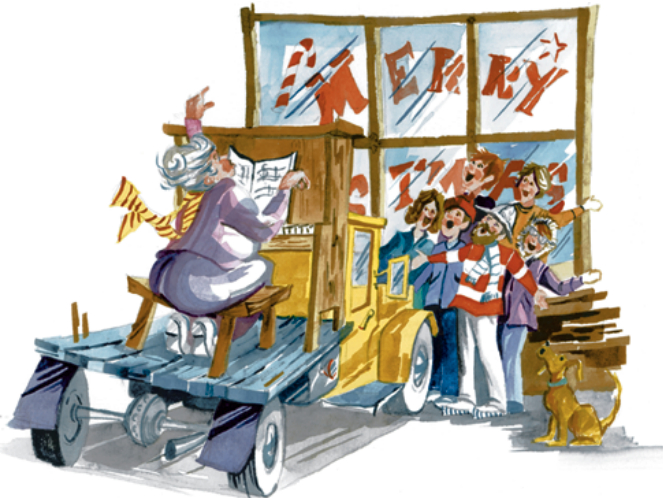 Illustration of carolers