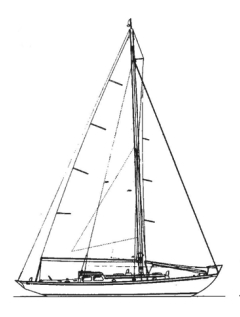 Olsching is a 45-foot centerboarder, designed in 1953. Several were built from her plans. They have been highly competitive racers and very comfortable cruisers. Sisterships are in Nantucket, England, and Australia.