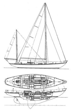 Carina II, a 53-foot centerboarder and big sister to Olsching, was designed in 1955 and immediately after launching won the 1955 transatlantic race. She continued winning for the next decade. Sadly, she deteriorated and sank at a mooring, damaged beyond restoration, in 2004.