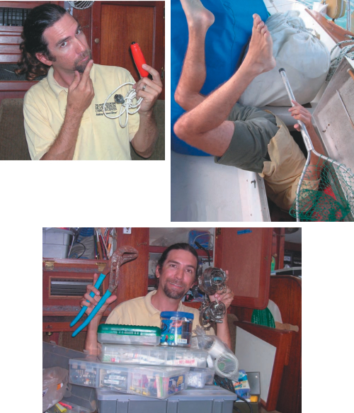 Pictures of finding random items on a new boat