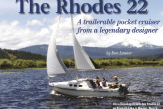 Chris Geankoplis sails his Rhodes 22 on Klamath Lake in Oregon. Notice the flared hull which adds buoyancy.