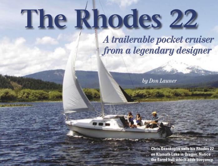 Chris Geankoplis sails his Rhodes 22 on Klamath Lake in Oregon. Notice the flared hull which adds buoyancy.