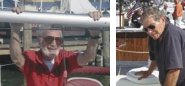 Stan Spitzer, patriarch of General Boats, at the Annapolis Sailboat Show, at right. Elton Spitzer, far right.
