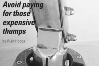 A collar with stops prevents the tiller from swinging farther than necessary. This saves both the rudder and all parts of the boat that may be in its path. Best of all, the skipper no longer worries at the sound of loud thumps from somewhere below the waterline.