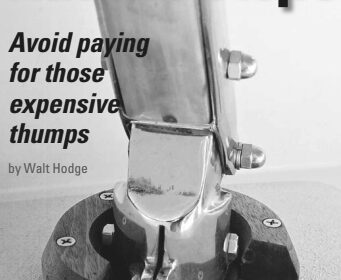 A collar with stops prevents the tiller from swinging farther than necessary. This saves both the rudder and all parts of the boat that may be in its path. Best of all, the skipper no longer worries at the sound of loud thumps from somewhere below the waterline.