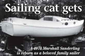 A fleet of 18-foot Marshall Sanderlings caught the attention of Rob and Lucille Rielly, but they wanted a fixer-upper. This one fit the bill nicely. These days Marshall Marine is offering an open-cockpit version of this classic catboat. This earlier standard version had a small cabin.