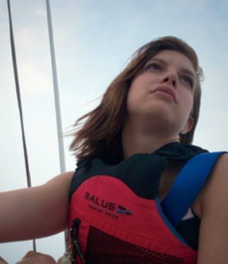 Jyllian as captain of her family’s Hunter 31 during the 2007 Canadian Islands Night Race.