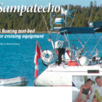 With an aft arch, which supports radar, wind generator, and solar panels, Sampatecho, above, has the look of a cruising boat. Owners of this 15-year-old Beneteau Oceanis 390 are Bradd and Maeve Wilson, inset, the liveaboard owners of Cruising Solutions.