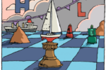 Illustration of boats as chess pieces