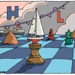 Illustration of boats as chess pieces